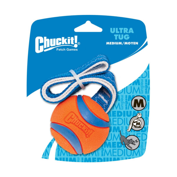 Apportieren, ziehen und spielen mit Ihrem Hund. Einfach weg zu werfen durch das Band. Keine schmutzigen Hände mehr, weil man den Tennisball nicht mehr anfassen muß. Der originelle Chuckit! Ultra Tennisball ist verwendet. Ideal zum Ziehen mit Ihrem Hund.